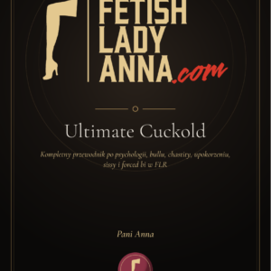 Elegancka okładka poradnika Ultimate Cuckold z motywem wysokich obcasów i subtelnym akcentem dominacji